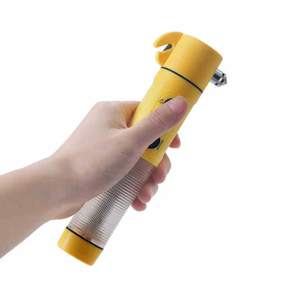 4 in 1 Safety Hammer Seat Belt Cutter Red Beacon LED Flashlight Car