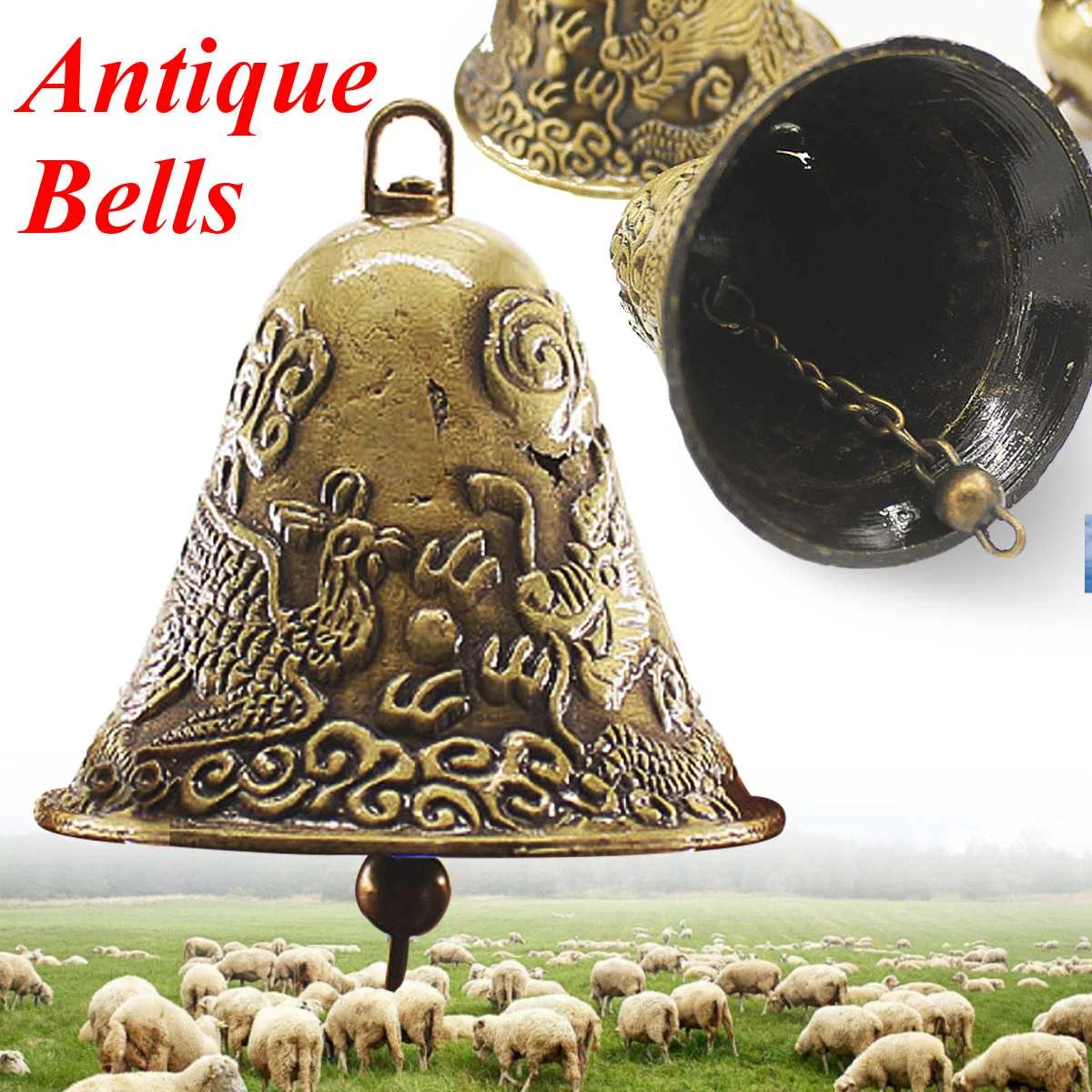 

1 Pcs Cow Horse Sheep Grazing Copper Bells Large Thickened Cattle Sheep Zinc Alloy Antique Bells Loud Crisp Pread Farther