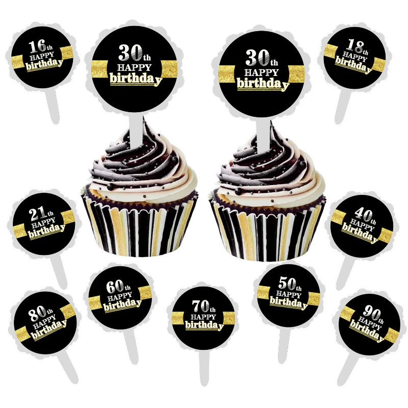 6pcs  Cupcake Topper Happy Birthday Decor Kids  Party Supplies  !