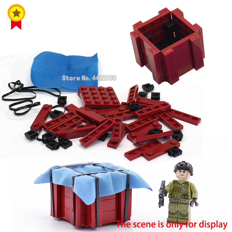 

ww2 military Building Blocks Figures Mini Accessories equipment supply Airdrop box battlefield city model toy gif with LEGOingls