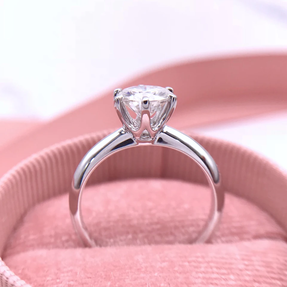 US $699.99 Staryee 1 Carat G Color Solitaire Moissanite Engagement Rings For Women Charles Colvard Forever One Pure White Gold Rings 18K