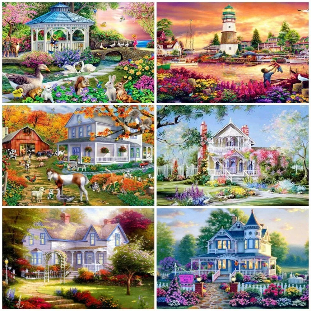 

HUACAN 5D DIY Diamond Painting Scenic Spring Full Square Rhinestone Picture Embroidery Sale Diamond Mosaic Home Decor Gift