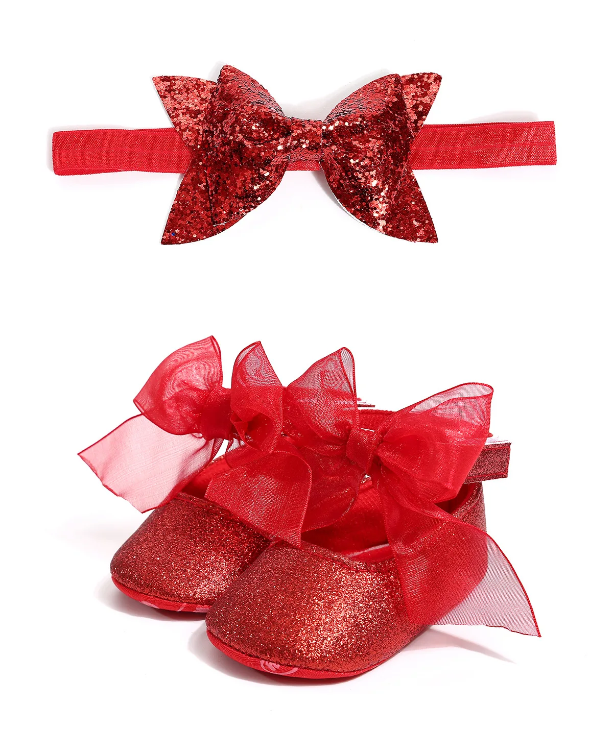 Подарочный комплект из 2 предметов, обувь для новорожденных, повязка на голову, Модный комплект, украшенный бабочкой, обувь принцессы
