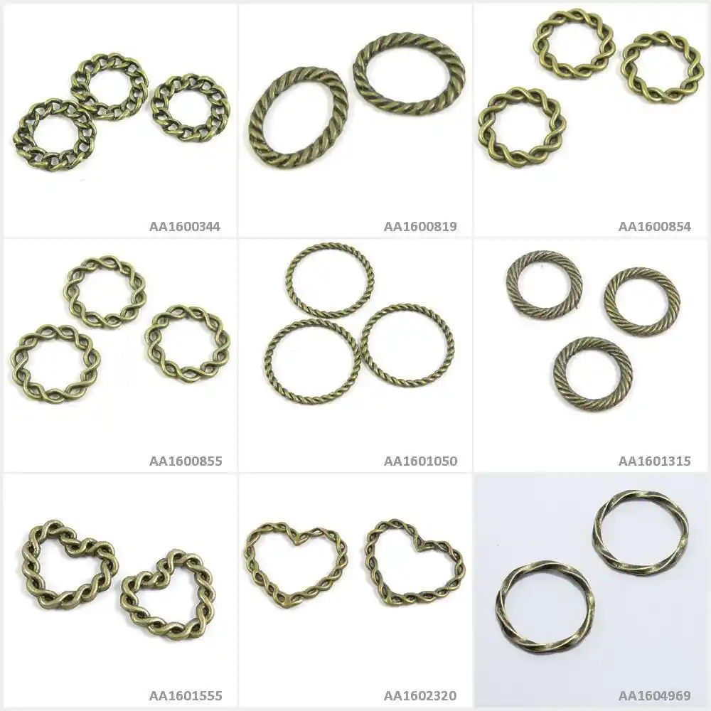 Antique Bronze Tone Encantos Jóias Torcida do Anel Simples Anéis Círculo Oval Pulseira Colar de Pingente de Coração Beading Fontes Do Ofício