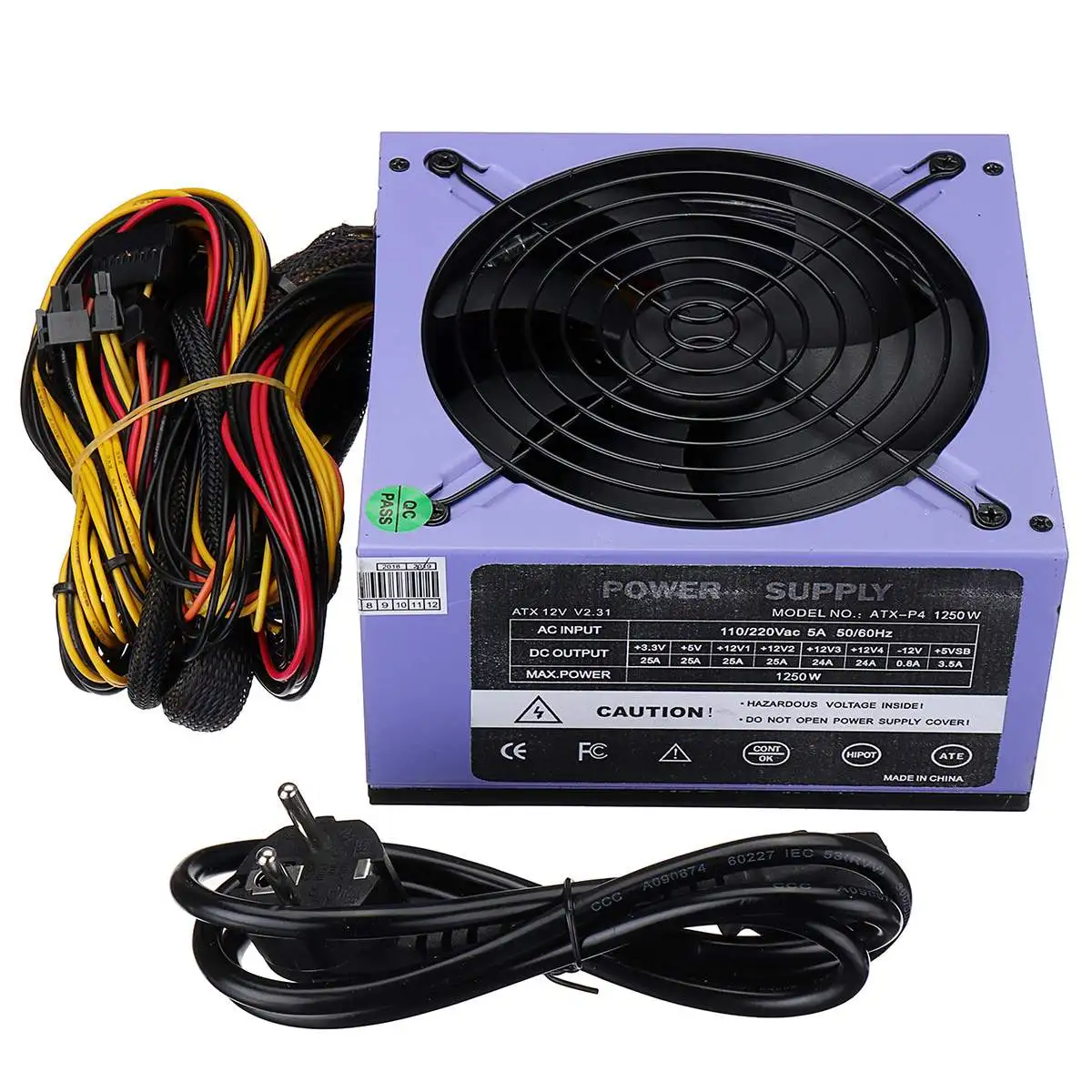  Max 1250W PC Power Supply 12cm LED Fan 24 Pin PCI SATA ATX AMD PFC 12V Computer Gaming Power Supply