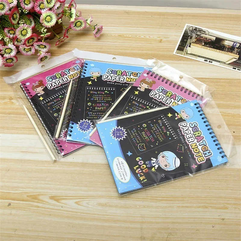 

Creative DIY Sketch Notes Colored Sketchbooks Black Cardboard Kids Drawing Painting Material School Stationary Supplies 016043