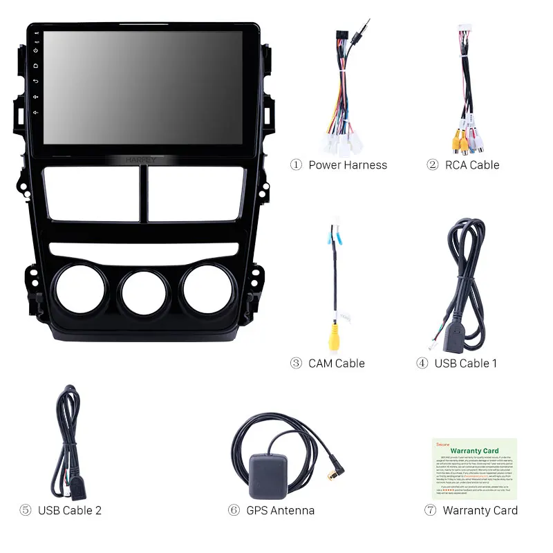 Best Harfey 9" Android 8.1 GPS Navigation HD Touchscreen Stereo for 2018 Toyota vios Manual Air Conditioner USB  Bluetooth Wifi SWC 3