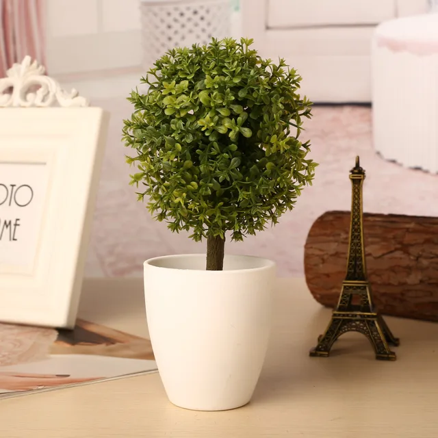 1pc Artificial Topiary Tree Potted Ball Plants Garden Outdoor Bonsai 1pc Artificial Topiary Tree Potted Ball Plants Garden Outdoor Bonsai Home Decoration Small Ornaments