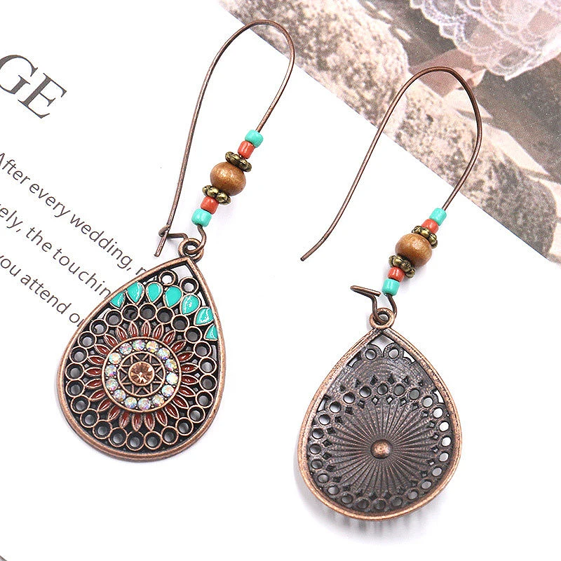 Boho High Quality 2019 New Wedding Party Jewelry Accessories Hot Sale Drop Earring 1Pair Water Drop India Ethnic Hollow Out