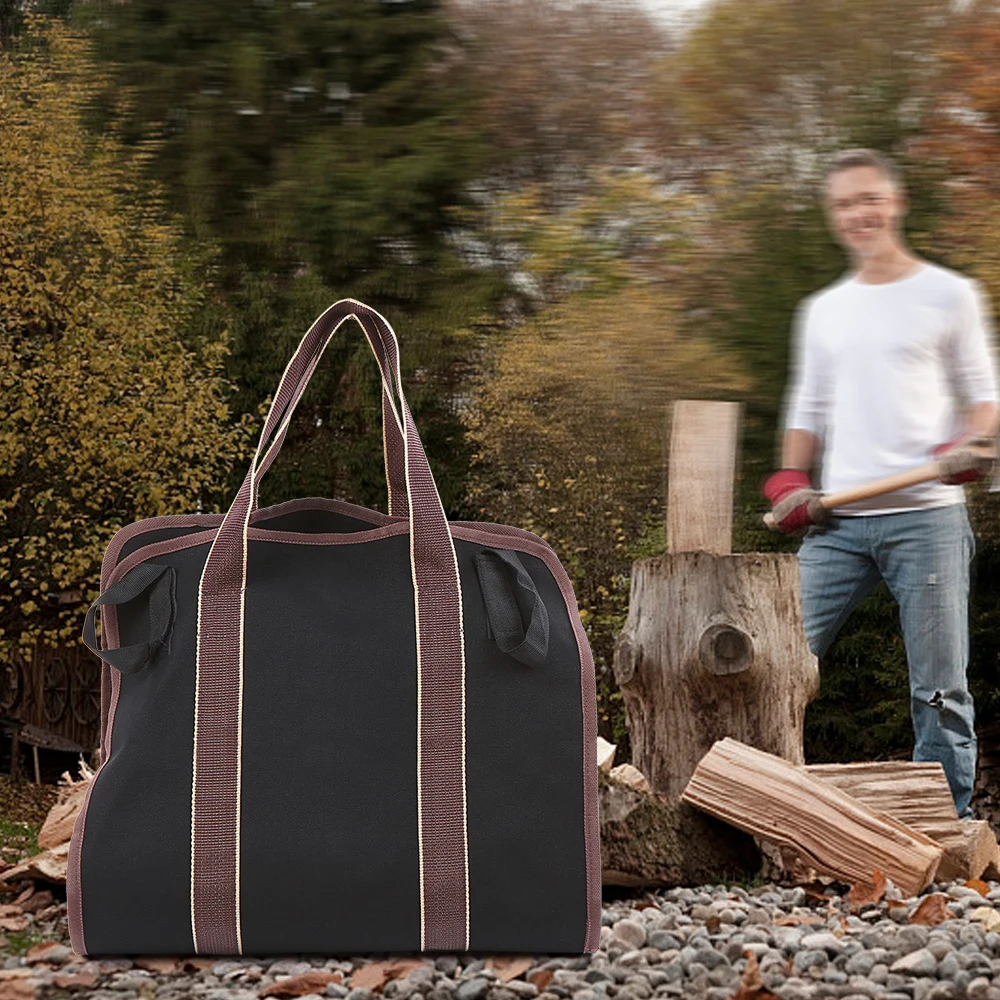 Firewood Log Carrier Bag Canvas Wood Tote Firewood Holder for