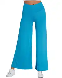 Для женщин брюки для девочек Лето 2019 г. высокая талия одноцветное цвет женские брюки свободные широкие брюки большой