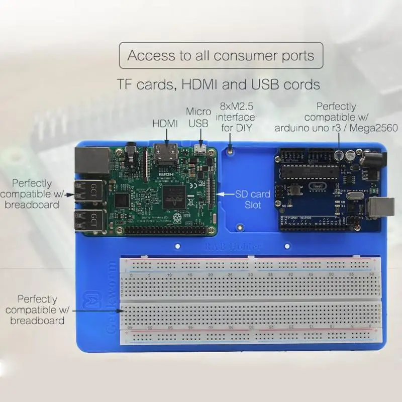 5 в 1 RAB держатель макет ABS Базовая пластина для Arduino UNO R3 MEGA2560 доступ ко всем потребительским портам дропшиппинг