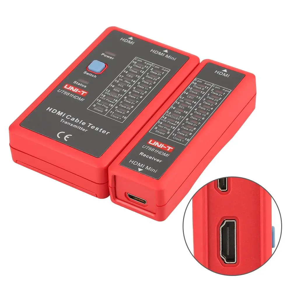 

Professional UNI-T UT681HDMI HDMI/MINI-HDMI Data Cable Tester Networking 20-LED Status Indictor tester Network Repair Tool