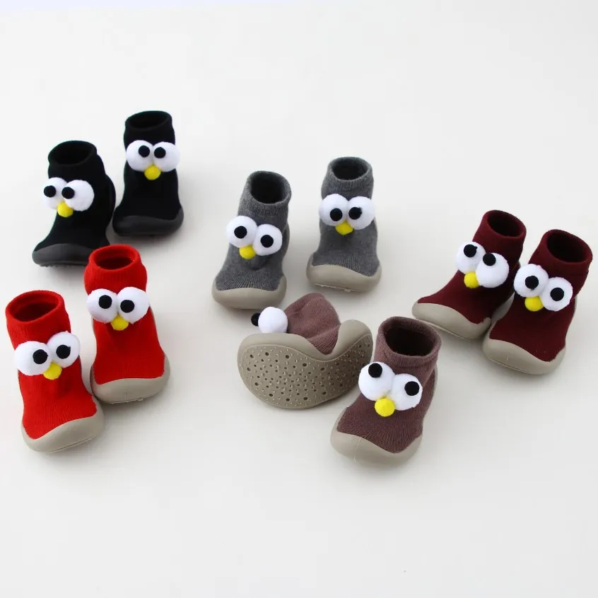 

New Style Autumn And Winter Furry Ball Children Floor Socks Big Eyes Baby Toddler Shoes Socks 2019 Non-Slip-in-Tube Sock