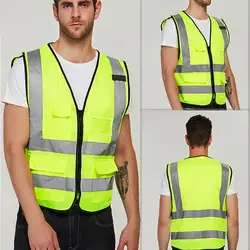 59*71 см мужской безрукавный мягкий светоотражающий жилет одежда для езды безопасный многокарманный жилет для работников полиции