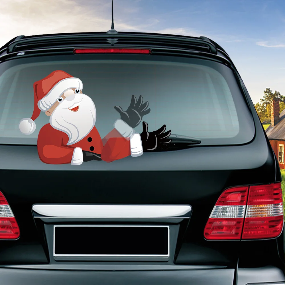 Car Sticker Christmas Decoration Santa Claus Windshield Auto