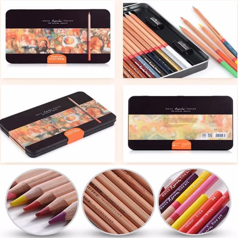Online Marco Renoir 3 100 Feine Kunst 24 36 48 72 100 Farbe Lapis De Cor Professionelle fettige Farbige Bleistifte Ölfarbe Pastelmier Farbige Stift