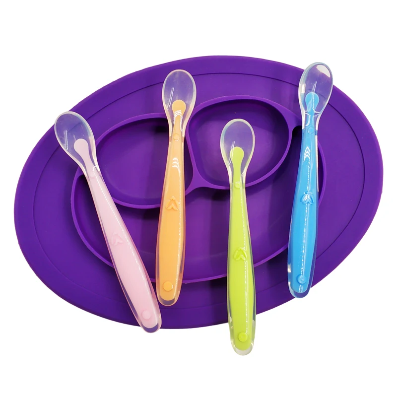 

Dishes Spoons Baby Feeding Utensils Tableware for Children Flatware Cutlery Spoon Silicone Tools-for-patchwork Lot Soup Ladle