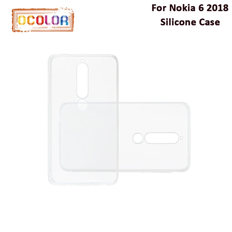 ocolor For Nokia 6 2018 Silicone Case Soft TPU Back Cover Dirt-resistant Transparent Protective 5.5'' |
