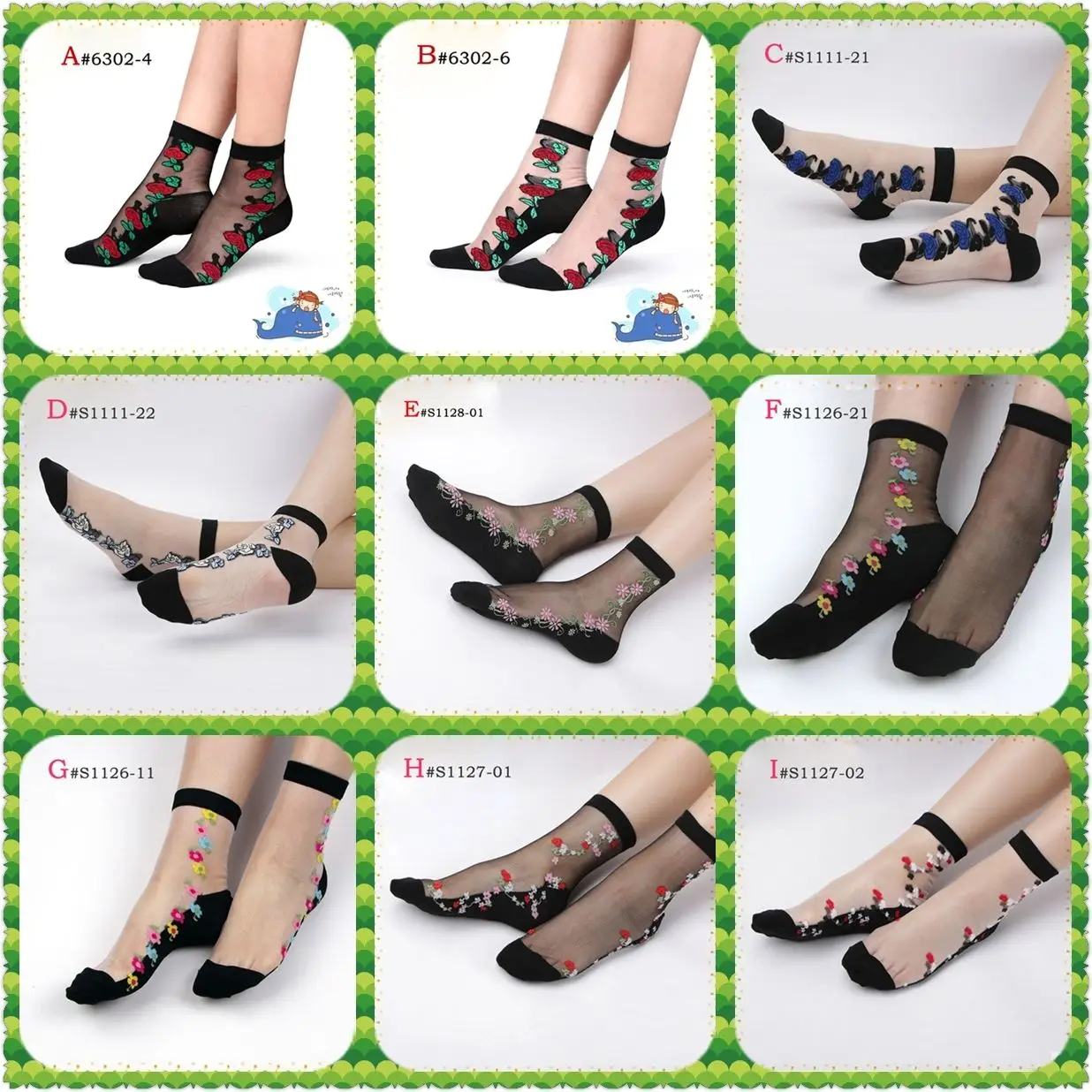 Новые для женщин кружево носки для девочек Кристалл Стекло шелк короткие тонкие прозрачные Розы Цветочные Носки