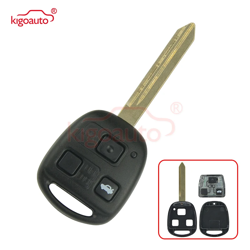 Kigoauto 2 шт. 736670-A 3 кнопки TOY47 очистительные полосы, 434 МГц для Toyota Avensis 2004 2005 2006 2007 2008 2009 дистанционного ключа без чипа