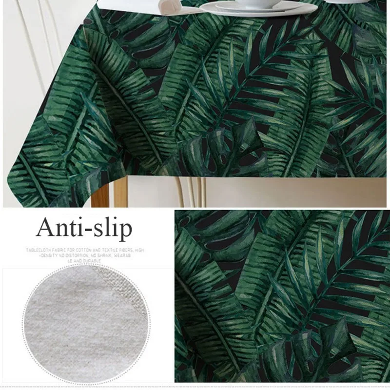  Palm Leaf Rectangular Tablecloth Print Waterproof Tablecloth Linen Polyester Kitchen Dining Table C
