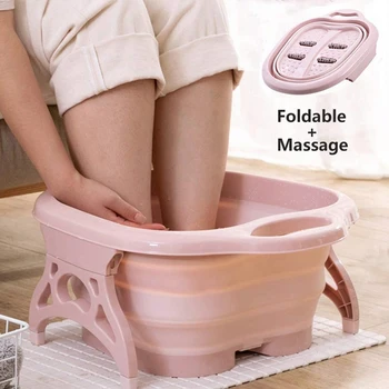 

Foldable Footbath plain foaming massage bucket Plastic foot bath basin large heightening footbath fording barrel Reduce Pressure