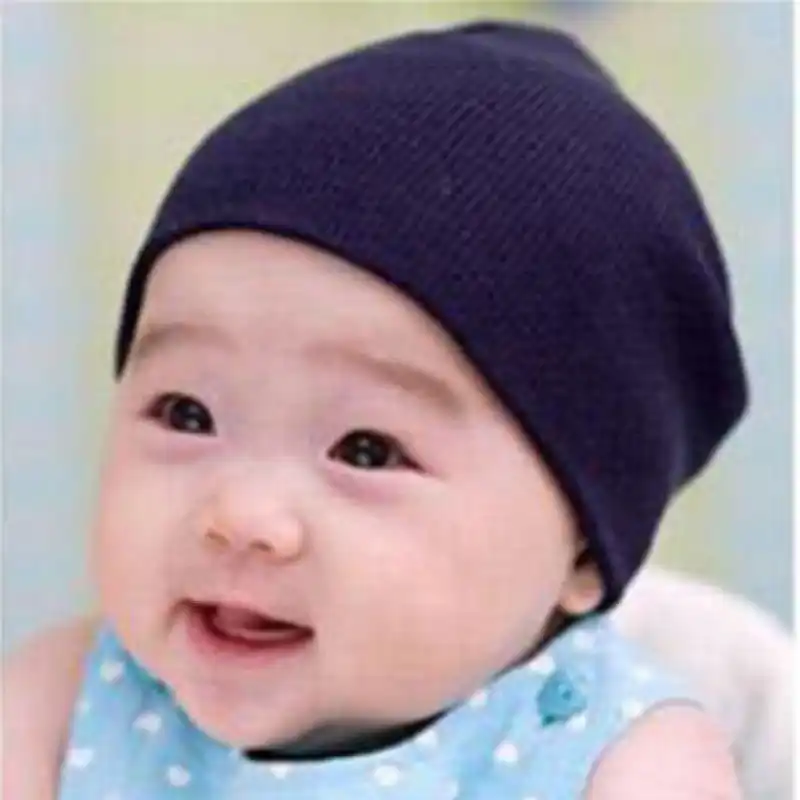 100/% Cotton Newborn Baby Boys Girls Winter Double Layer Plain Beanie Hat Cap