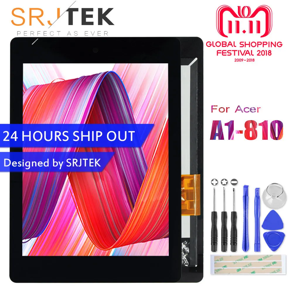 Beste Kopen Srjtek 7.9 #039; #039;Voor Acer iconia tab A1 810 A1 810 A1 811  A1 811 LCD Display Matrix Touch Screen Digitizer Vergadering B080XAT01.1 ...