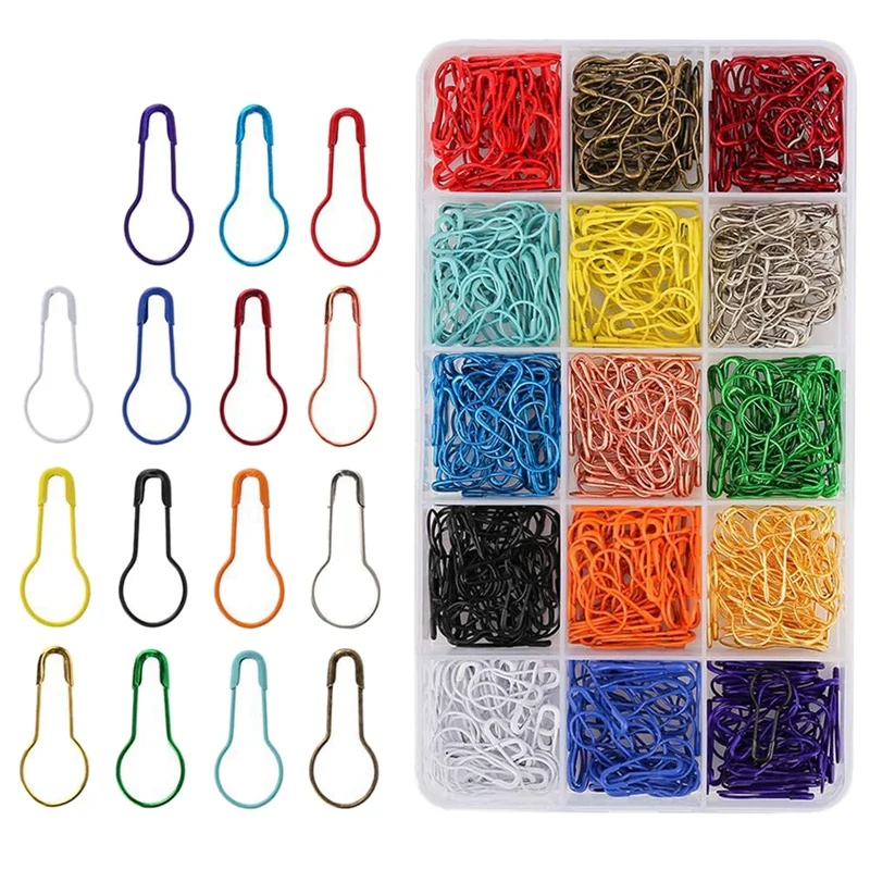

750 Pieces 15 Colors Assorted Bulb Safety Pins Pins Pear Shaped Pins Calabash Pin Knitting Stitch Markers Sewing Making With S