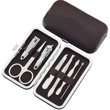 Бренд 7 шт./компл. машинка для стрижки ногтей набор триммер для маникюра педикюра набор для ухода за ногтями Ножницы для бровей Пинцет Набор для ухода за ногтями