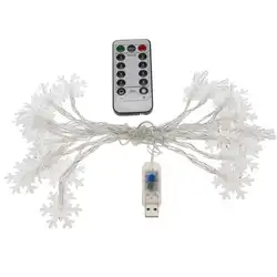 USB 20LED гирлянда с дистанционным управлением Снежинка Сказочный свет Рождественский Декор лампа