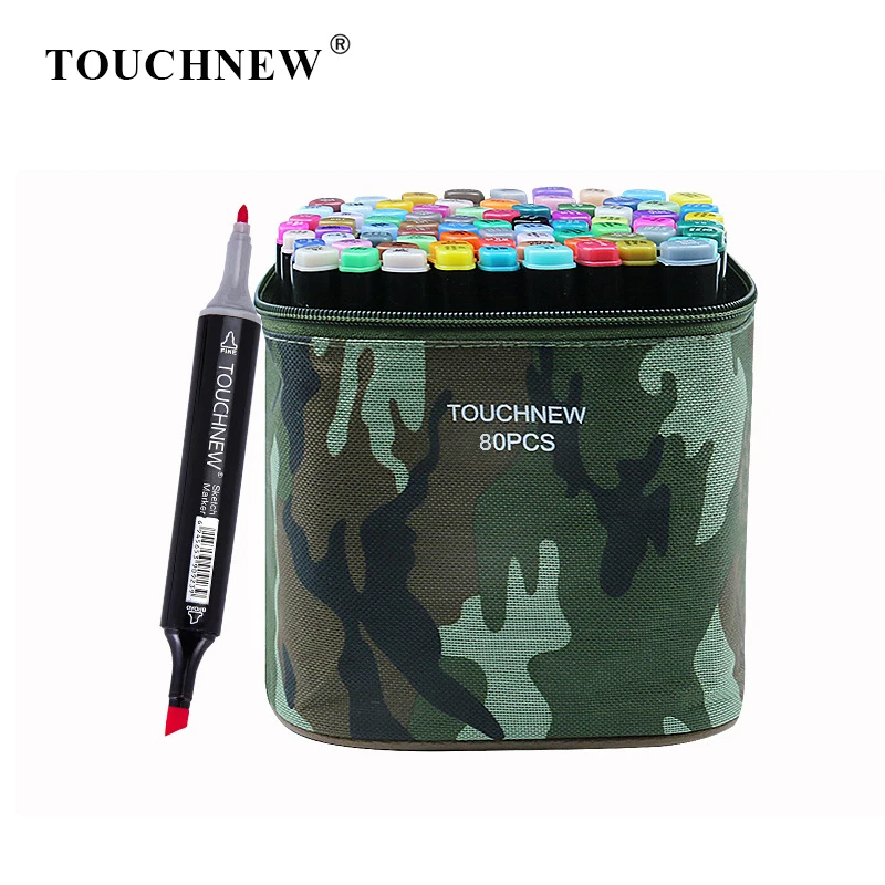 

TOUCHNEW 80 Color Camouflage Markers Pen Set Sketch Alcohol Based Markers Dual Head For Drawing Art Supplies