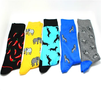 

1 pair men socks cotton funny crew socks cartoon animal fruit dog women socks novelty gift socks for spring autumn winter