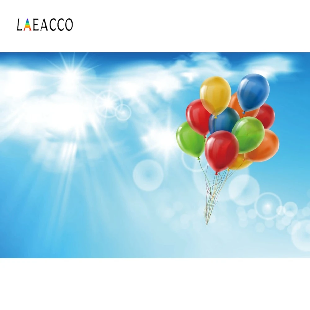 

Laeacco Solid Color Balloons Cloudy Screen Photography Backgrounds Customized Photographic Backdrops For Photo Studio
