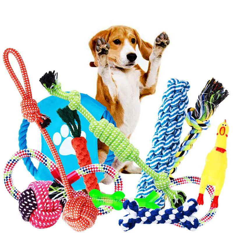 

Dog toys Dog Chew toys Dog Training Toy Set With Ball Ropes And Squeaky Toys For Medium To Small doggie 12 Pack Of Gift Pet