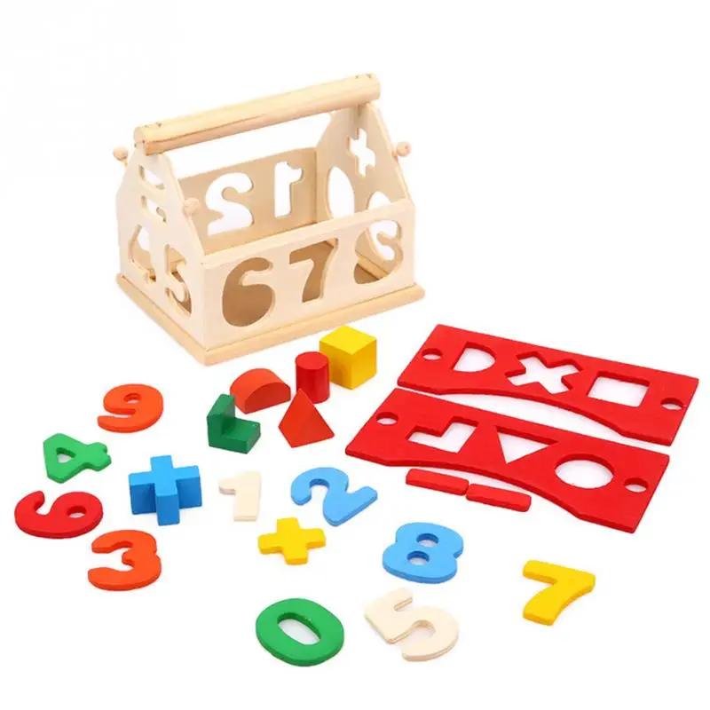 Блоки деревянный дом Дети Интеллектуальные развивающие строительные детские развивающие игрушки