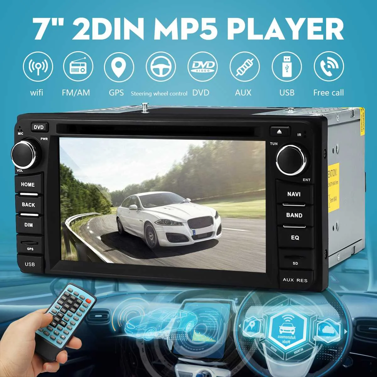 

7 Inch 2 DIN 8G GPS Card bluetooth Car Radio MP5 Player Touchable Screen WiFi FM DVD CD for Toyota Car Multimedia Player