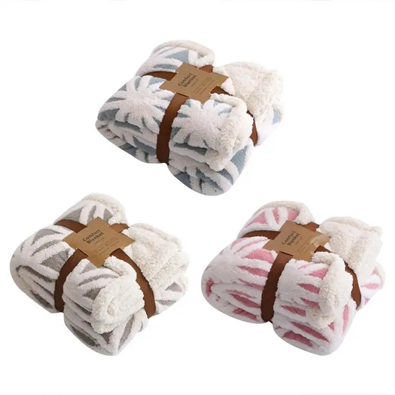 

130/210cm Lambskin Jacquard Craft Double-layer Blanket Jacquard Shu Cotton Velvet Double-layer Thickening Lamb Blanket