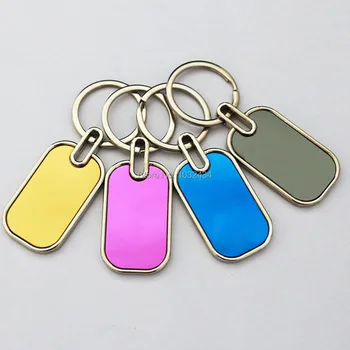 

50pcs/lot Blank Rectangle Metal Key Chain DIY Promotion Customized Key Tags Promotional Gifts