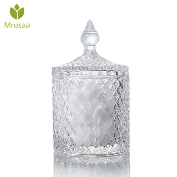 

Glass Cotton Pad Cosmetic Makeup Organizer Multifunctional Round Qtip Container Jewelry Storage Box Holder and Candy Jars