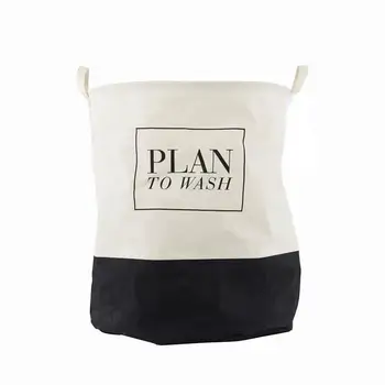

Foldable Round Laundry Basket Hamper Storage Bag Storage Laundry Basket/ Nursery Hamper (Black Letter)