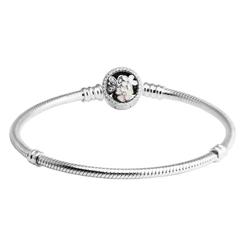 

Genuine 925 Sterling Silver Bracelets for Women Poetic Blooms Clasp with Mixed Enamels and CZ Compatible with Europe Jewelry