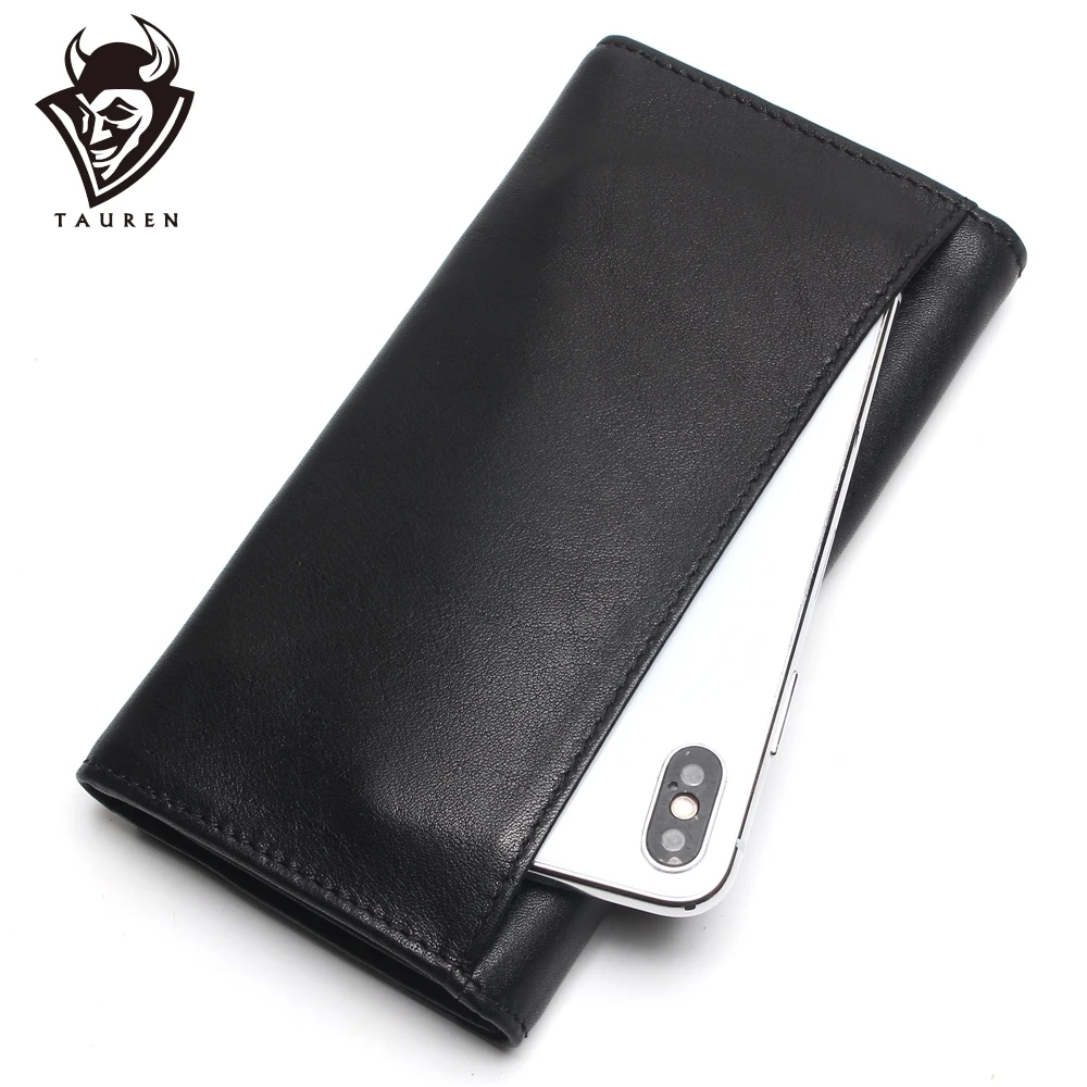 

TAUREN New Fashion Men Wallet Genuine Leather Purse Men Long Wallet Purse Vintage Money Clip High-Capacity Wallet