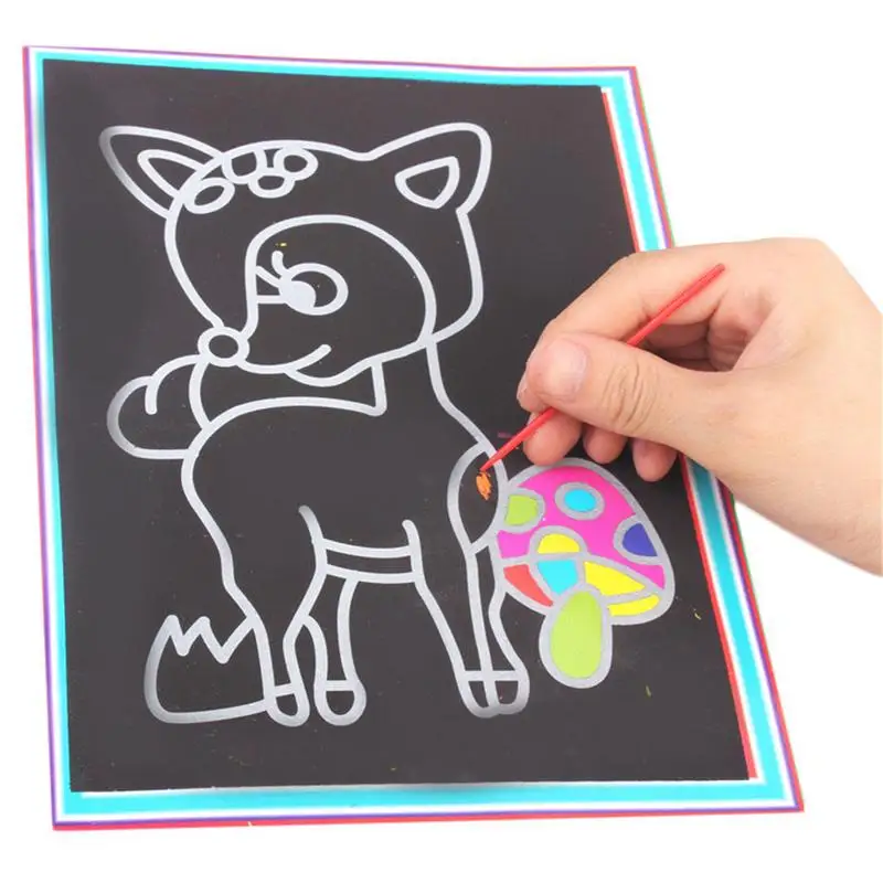 

Cartoon Scratch Painting A4 Large DIY Primary School Students Scratching Paper Scraping Drawing Toys For Children Education Toy