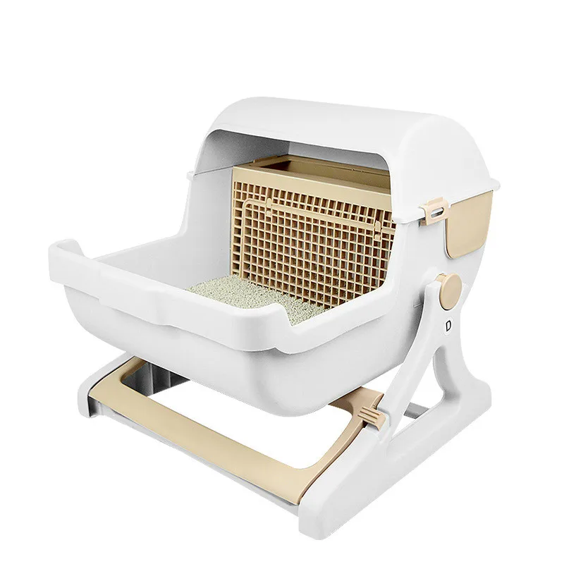 

Pet Supplies Extra Large Semi Automatic Cat Potty Pet Toilet Semi-Closed Litter Box