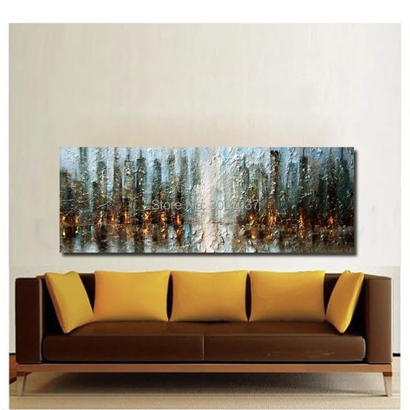 

Hand Painted Abstract Large Canvas Painting Streetscap in night Unique Modern Abstract Oil Painting Canvas Wall Living