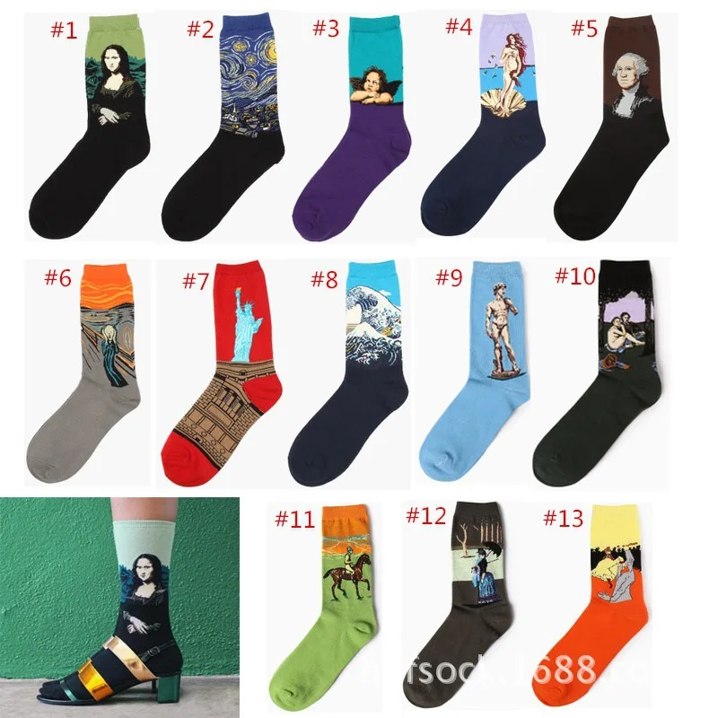 Novelty Socks Starry Night Winter Women Personality Art Van Gogh Mural World Famous Painting Male Socks Oil Funny Happy Socks