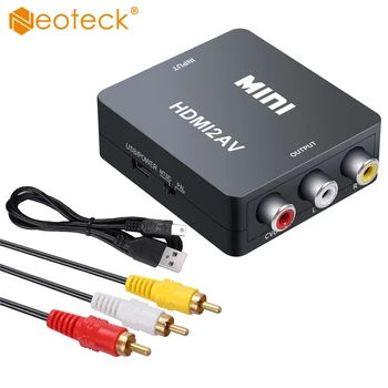

Neoteck 1080P Mini HDMI to RCA AV Converter Adapter with Audio Video Cable HDMI to AV 3RCA CVBs Composite Video Audio Converter