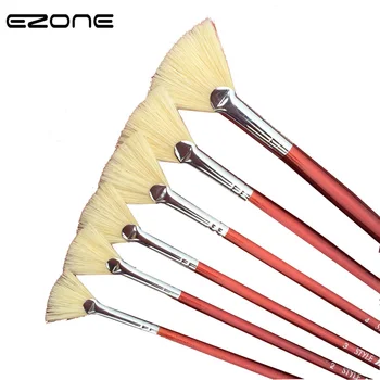 

EZONE Wooden Holder Painting Brush Different Size Fan Brushes Watercolor/Oil Painting Gouache Drawing Art School Office Supply